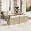 Gartensofa-set mit Kissen 8 pcs Beige und Creme Poly-Rattan