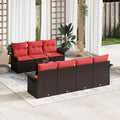 Gartensofa-set mit Kissen 8 pcs Beige und Rot Poly-Rattan