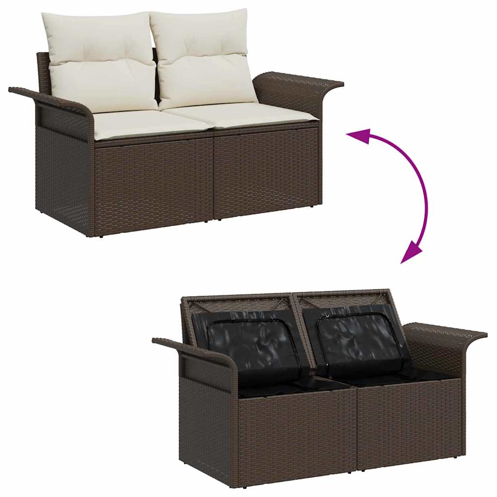 Gartensofa-set mit Kissen 9 pcs Braun und Creme 55 x 55 x 37 cm