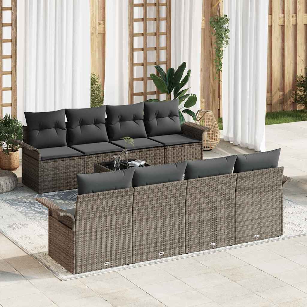 Gartensofa-set 9 pcs Grau 55 x 55 x 37 cm Poly-Rattan