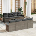 Gartensofa-set 9 pcs Grau 55 x 55 x 37 cm Poly-Rattan