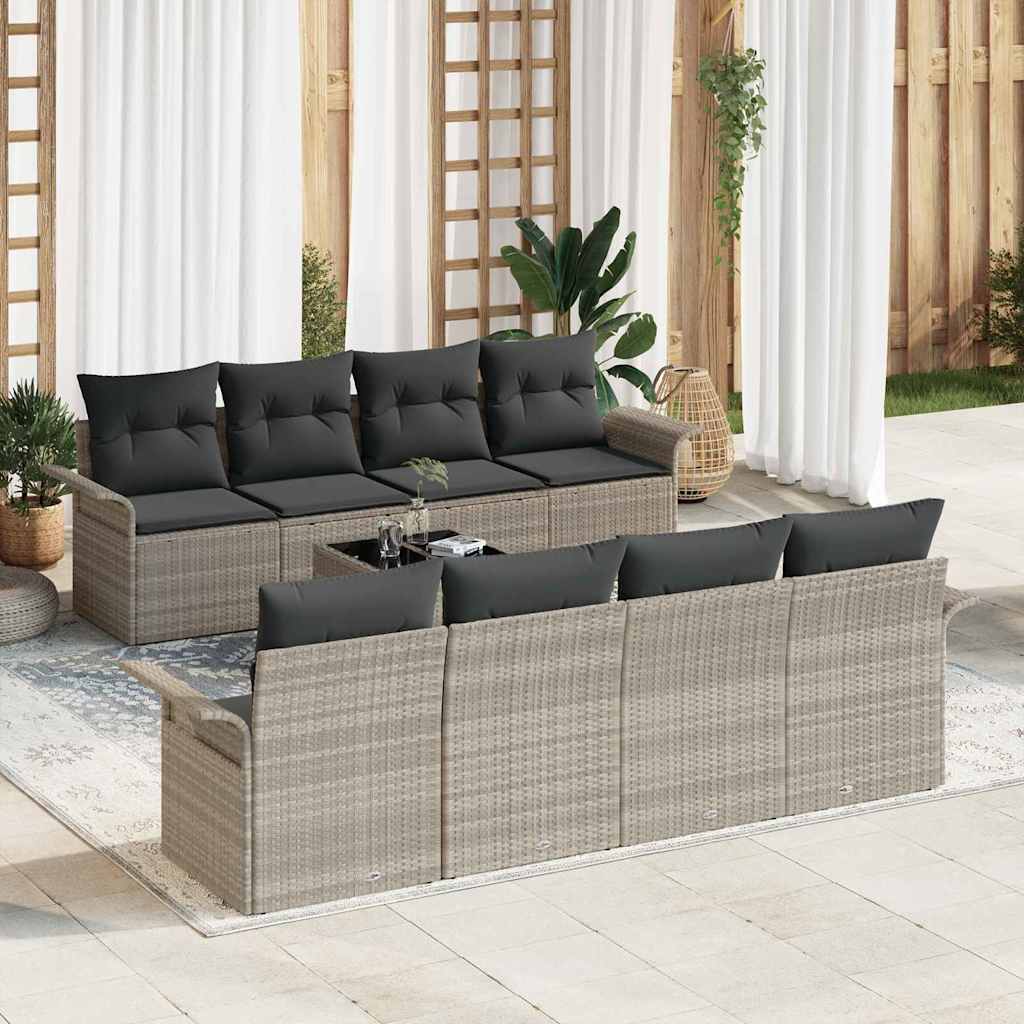 Gartensofa-set 9 pcs Hellgrau und Dunkelgrau 55 x 55 x 37 cm