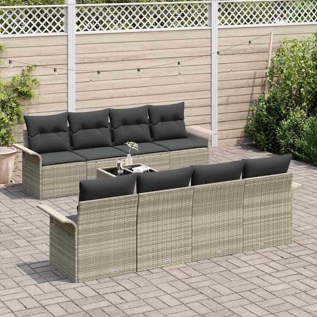 Gartensofa-set 9 pcs Hellgrau und Dunkelgrau 55 x 55 x 37 cm