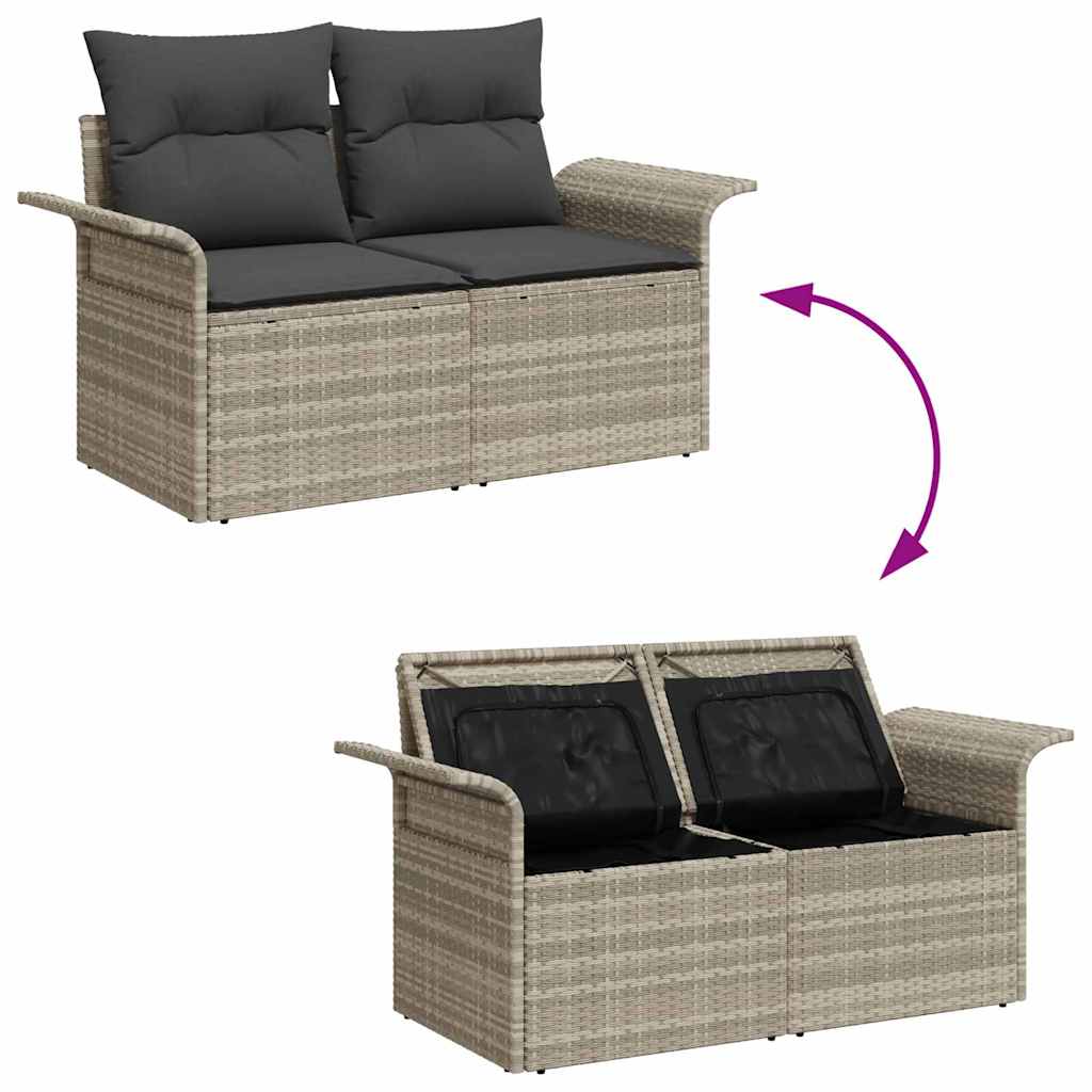 Gartensofa-set 9 pcs Hellgrau und Dunkelgrau 55 x 55 x 37 cm