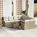 Gartensofa-set mit Kissen 9 pcs Beige und Creme Poly-Rattan
