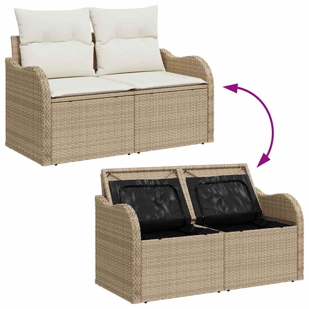 Garten-Sofa-Set mit Kissen mit Speicher 5 pcs Beige und Creme
