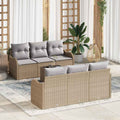 Gartensofa-set mit Kissen mit Speicher 7 pcs Beige und Grau