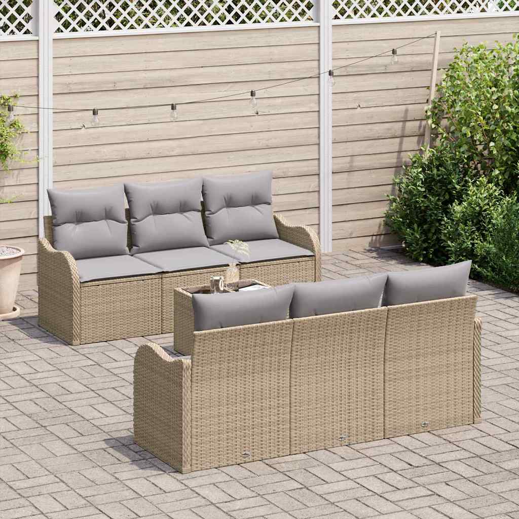 Gartensofa-set mit Kissen mit Speicher 7 pcs Beige und Grau