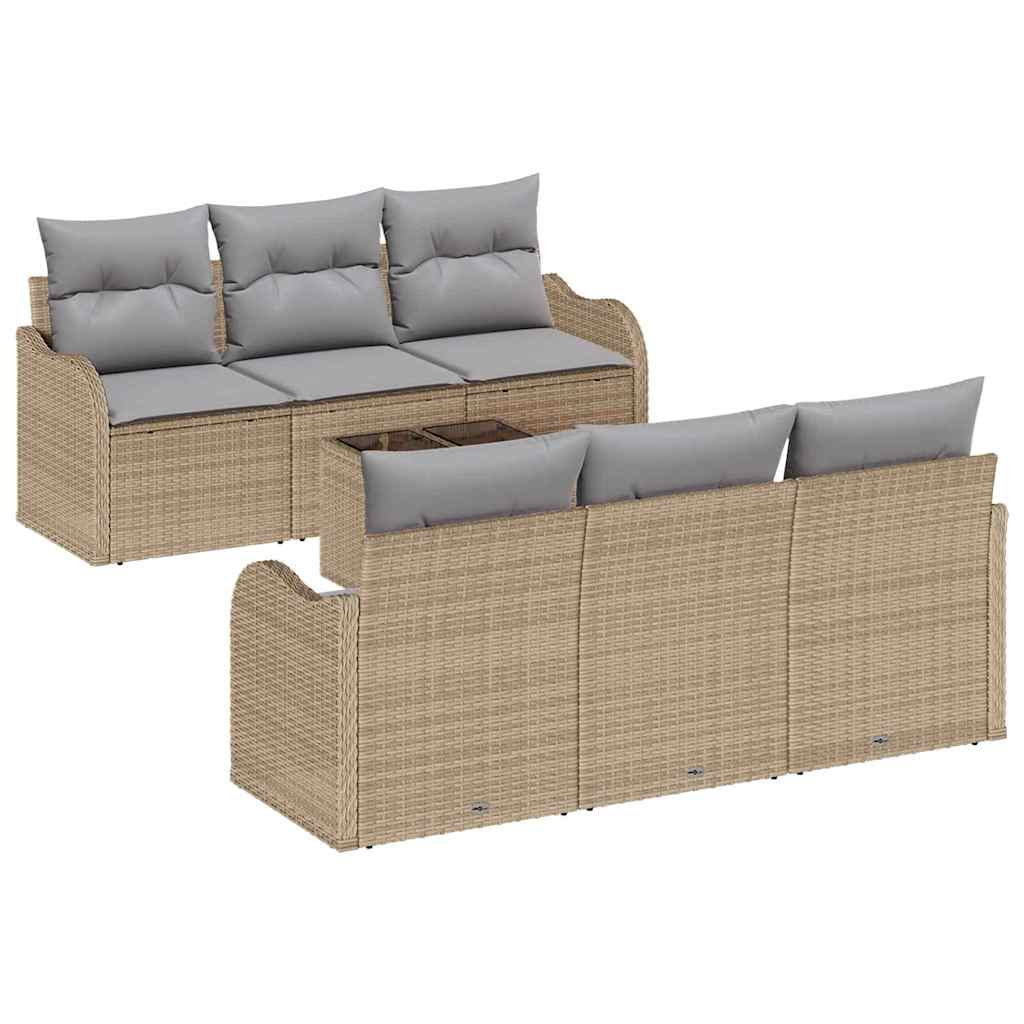 Gartensofa-set mit Kissen mit Speicher 7 pcs Beige und Grau