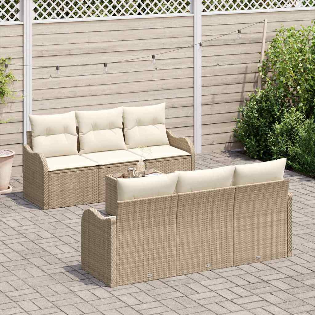 Gartensofa-set mit Kissen mit Speicher 7 pcs Beige und Creme