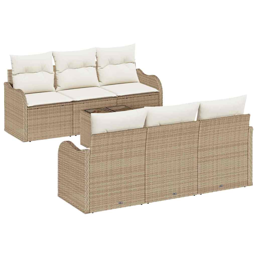 Gartensofa-set mit Kissen mit Speicher 7 pcs Beige und Creme