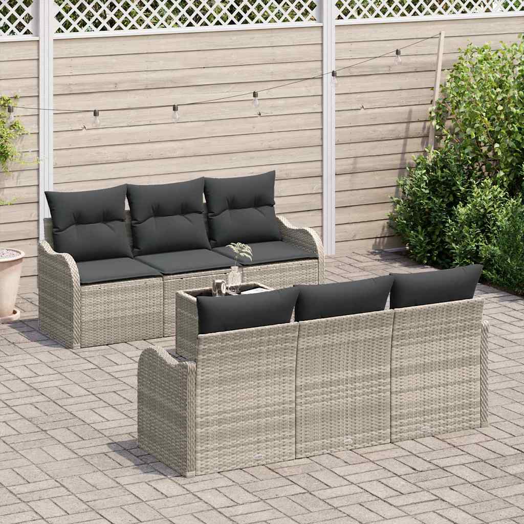 Gartensofa-set mit Kissen 7 pcs Hellgrau und Dunkelgrau