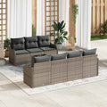Gartensofa-set 8 pcs Grau Poly-Rattan und Stahl und Glas