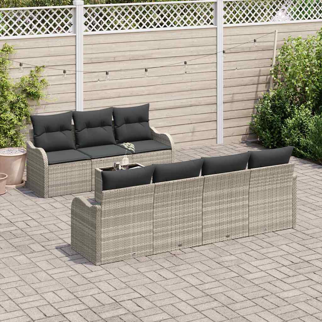 Gartensofa-set mit Kissen 8 pcs Hellgrau und Dunkelgrau