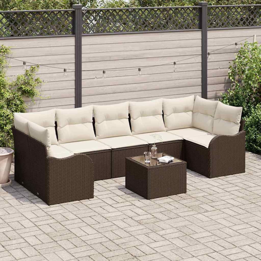 Gartensofa-set mit Kissen mit Speicher 8 pcs Braun und Creme