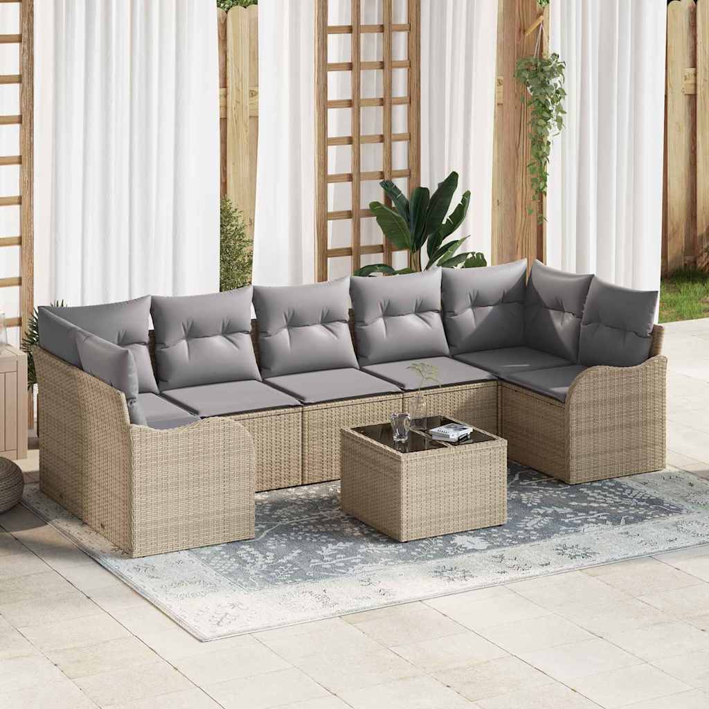 Gartensofa-set mit Kissen mit Speicher 8 pcs Beige und Grau
