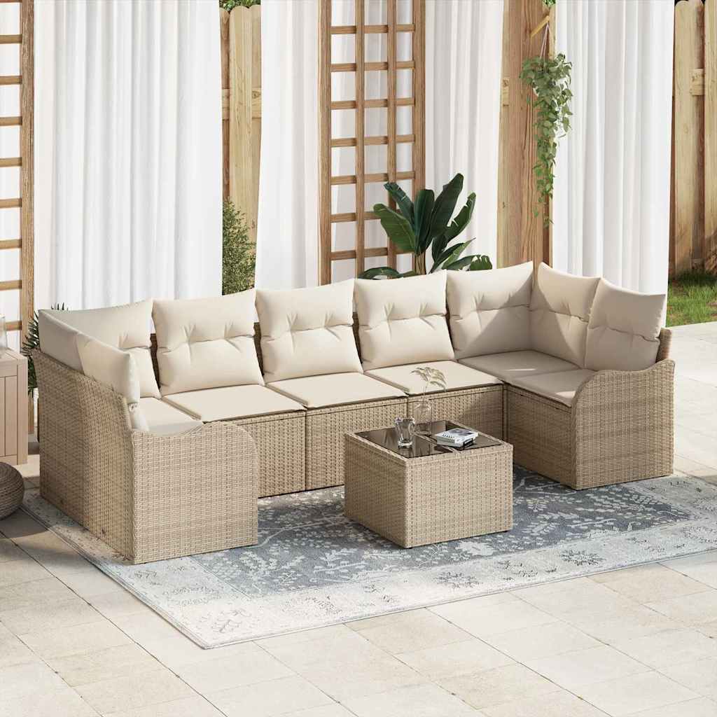 Gartensofa-set mit Kissen mit Speicher 8 pcs Beige und Creme