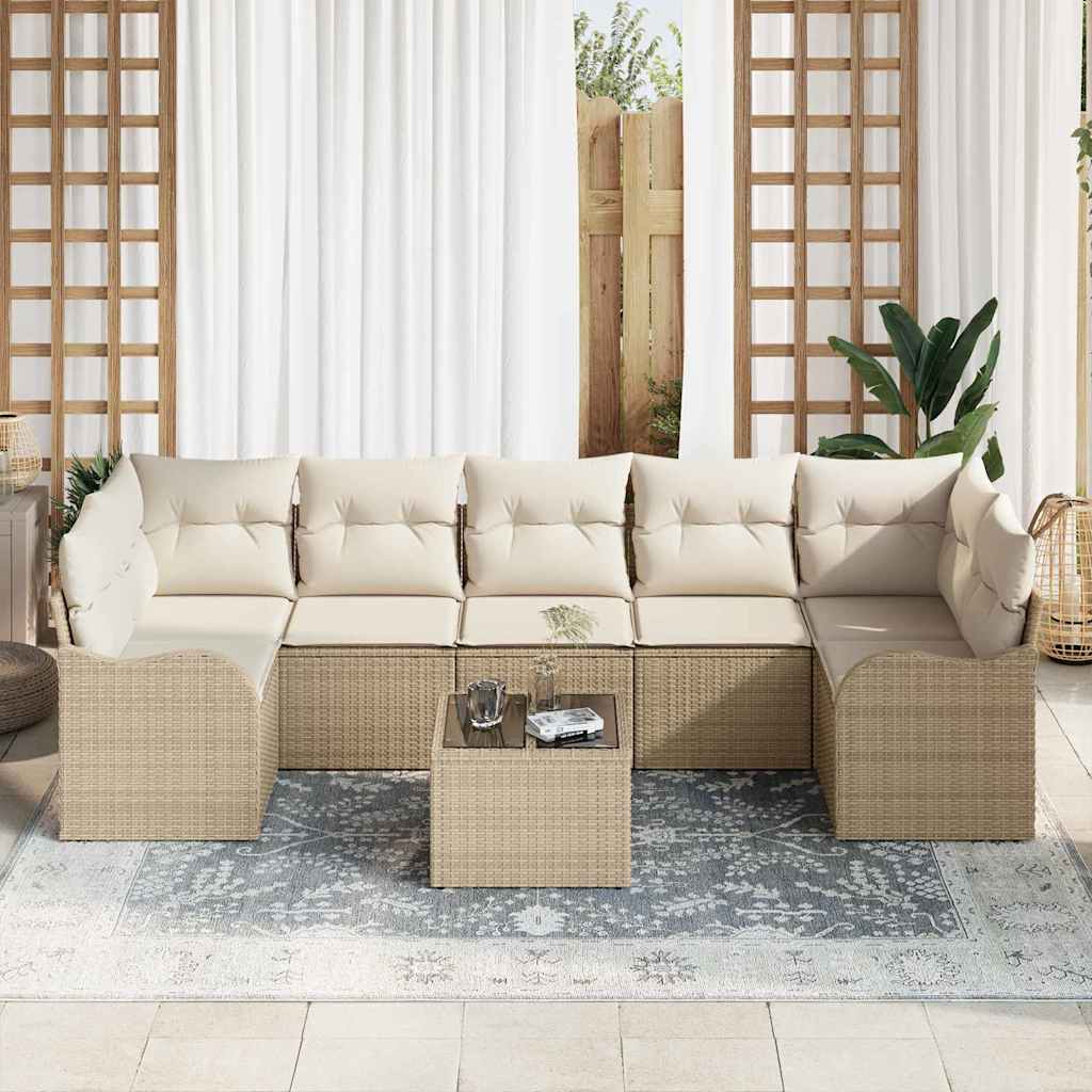 Gartensofa-set mit Kissen mit Speicher 8 pcs Beige und Creme