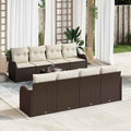 Gartensofa-set mit Kissen mit Speicher 9 pcs Braun und Creme