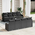 Gartensofa-set 9 pcs Schwarz Poly-Rattan und Stahl und Glas