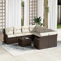Gartensofa-set mit Kissen mit Speicher 9 pcs Braun und Creme
