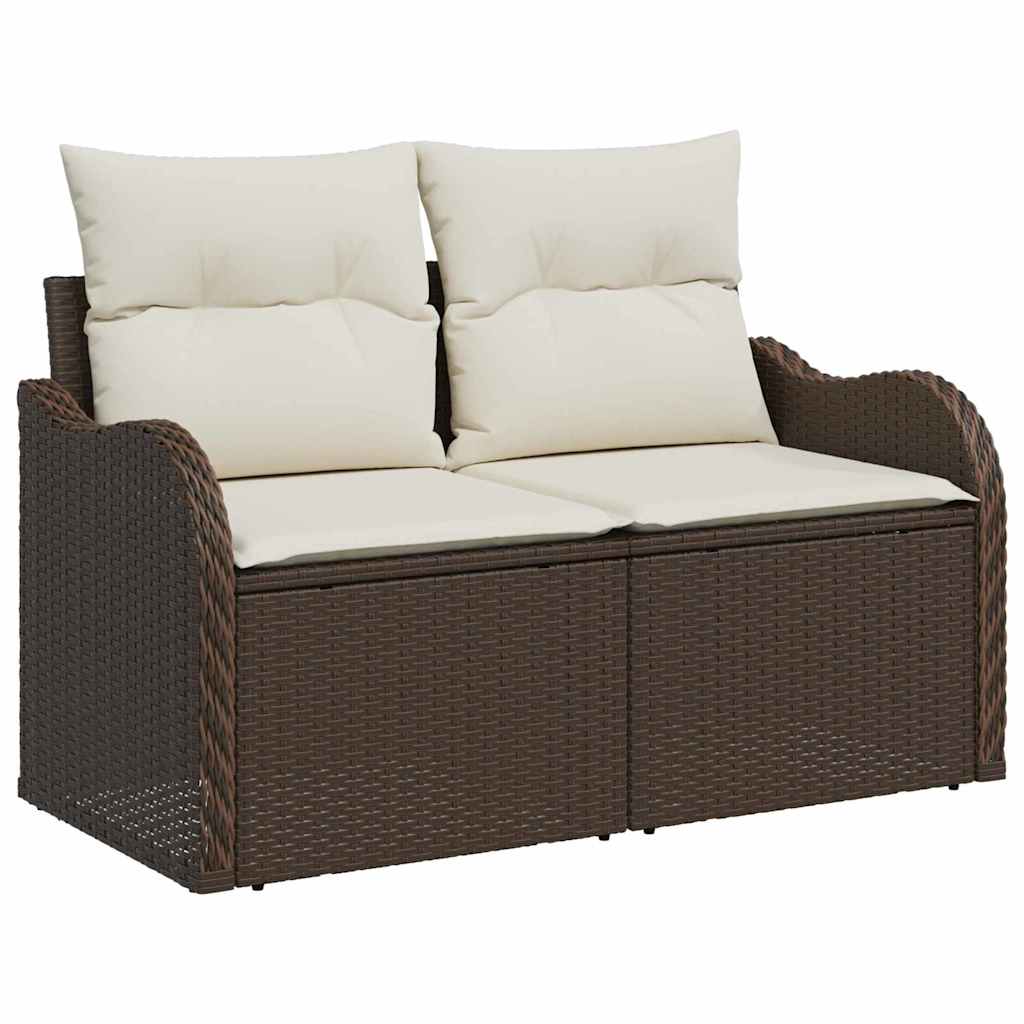 Gartensofa-set mit Kissen mit Speicher 9 pcs Braun und Creme