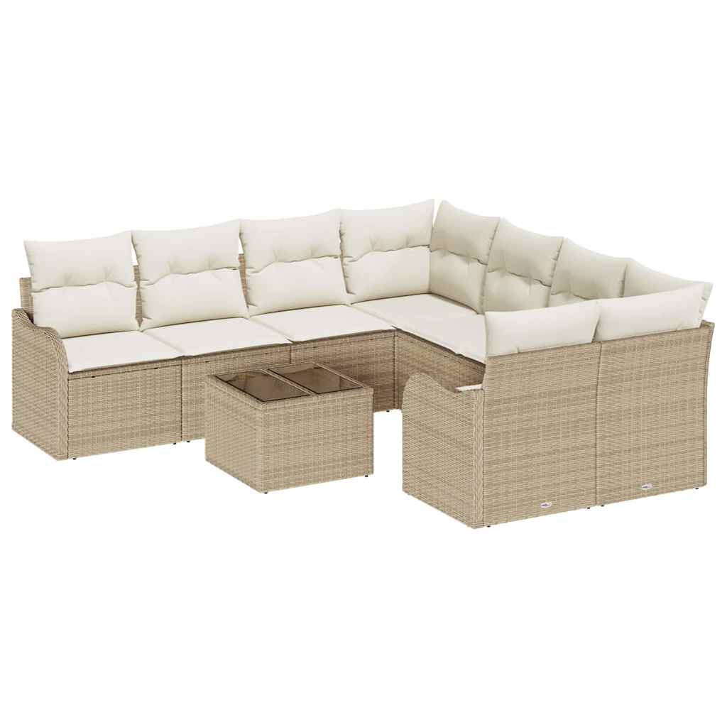 Gartensofa-set mit Kissen mit Speicher 9 pcs Beige und Creme