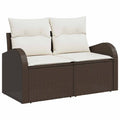 Gartensofa-set mit Speicher 5 pcs Braun und Creme Poly-Rattan