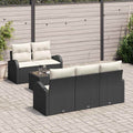 Gartensofa-set mit Speicher 6 pcs Schwarz und Creme Poly-Rattan