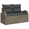 Gartensofa-set mit Speicher mit Kissen 6 pcs Grau Poly-Rattan