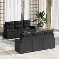 Gartensofa-set mit Speicher 7 pcs Schwarz Poly-Rattan