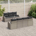 Garten-Sofa-Set 8 pcs Grau Poly-Rattan und Stahl und Glas