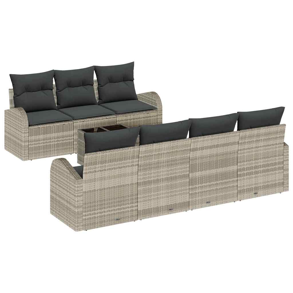 Garten-Sofa-Set mit Kissen 8 pcs Hellgrau und Dunkelgrau