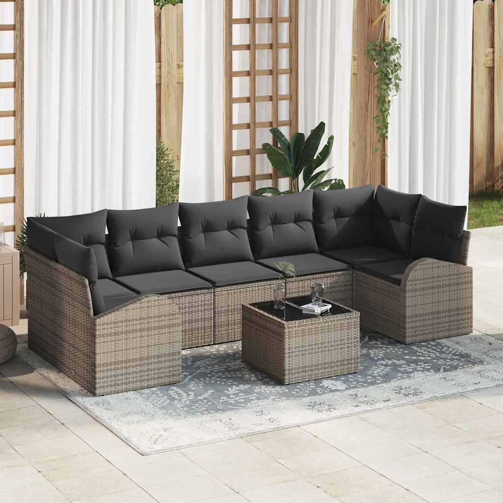 Gartensofa-set 8 pcs Grau 289 x 124 x 69 cm Poly-Rattan