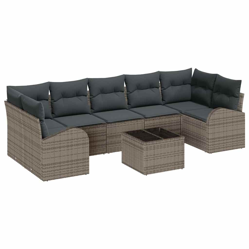 Gartensofa-set 8 pcs Grau 289 x 124 x 69 cm Poly-Rattan