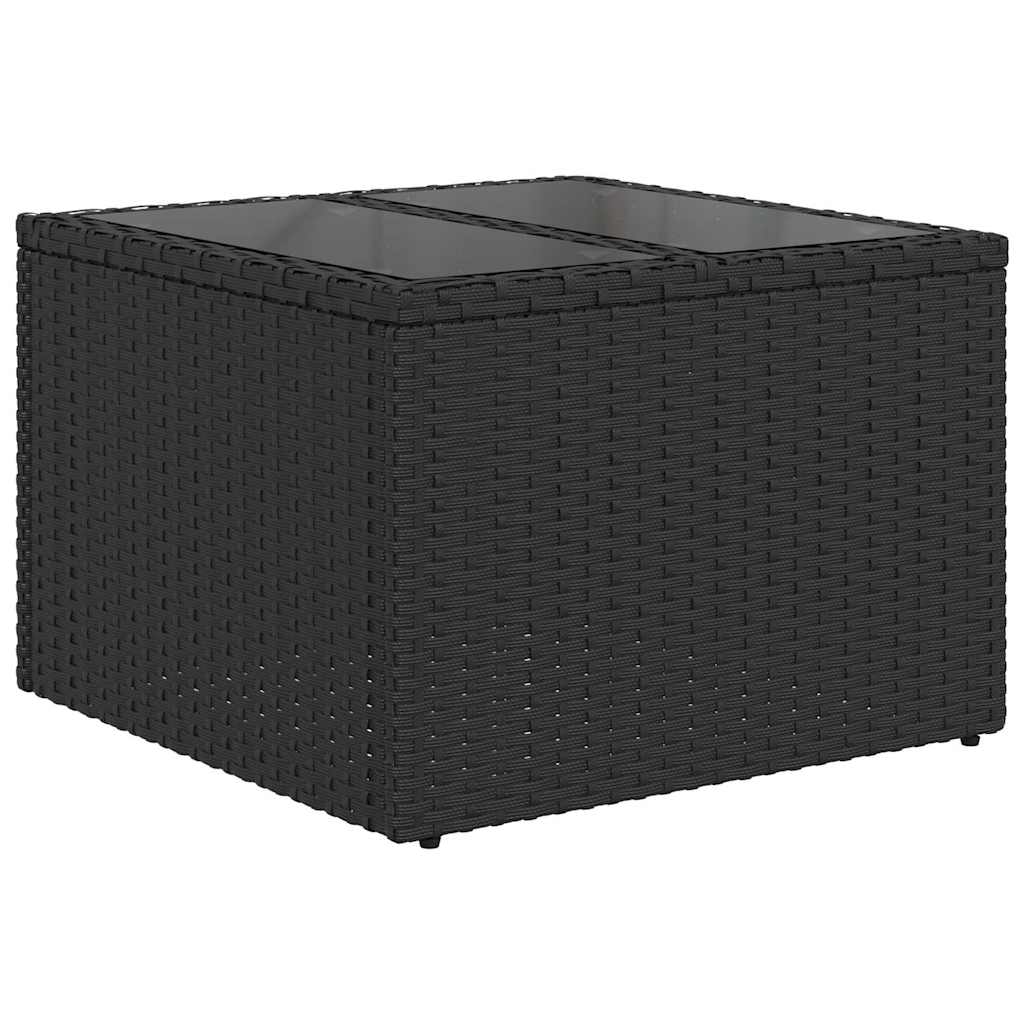 Gartensofa-set mit Speicher 9 pcs Schwarz und Creme Poly-Rattan