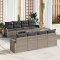 Gartensofa-set mit Speicher mit Kissen 9 pcs Grau Poly-Rattan