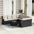 Sofa Set mit Kissen 9 pcs Schwarz und Creme Poly-Rattan