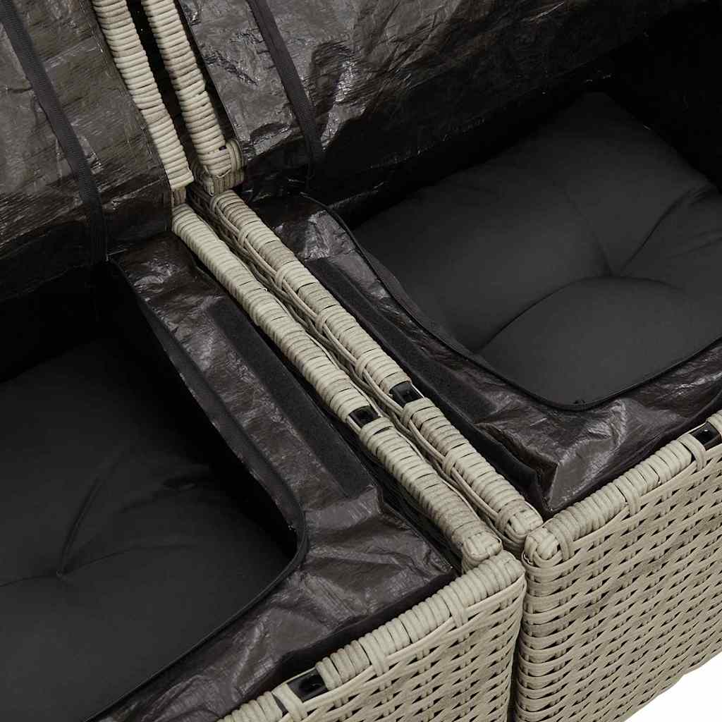 Gartensofa-set mit Kissen 11 pcs Hellgrau Poly-Rattan