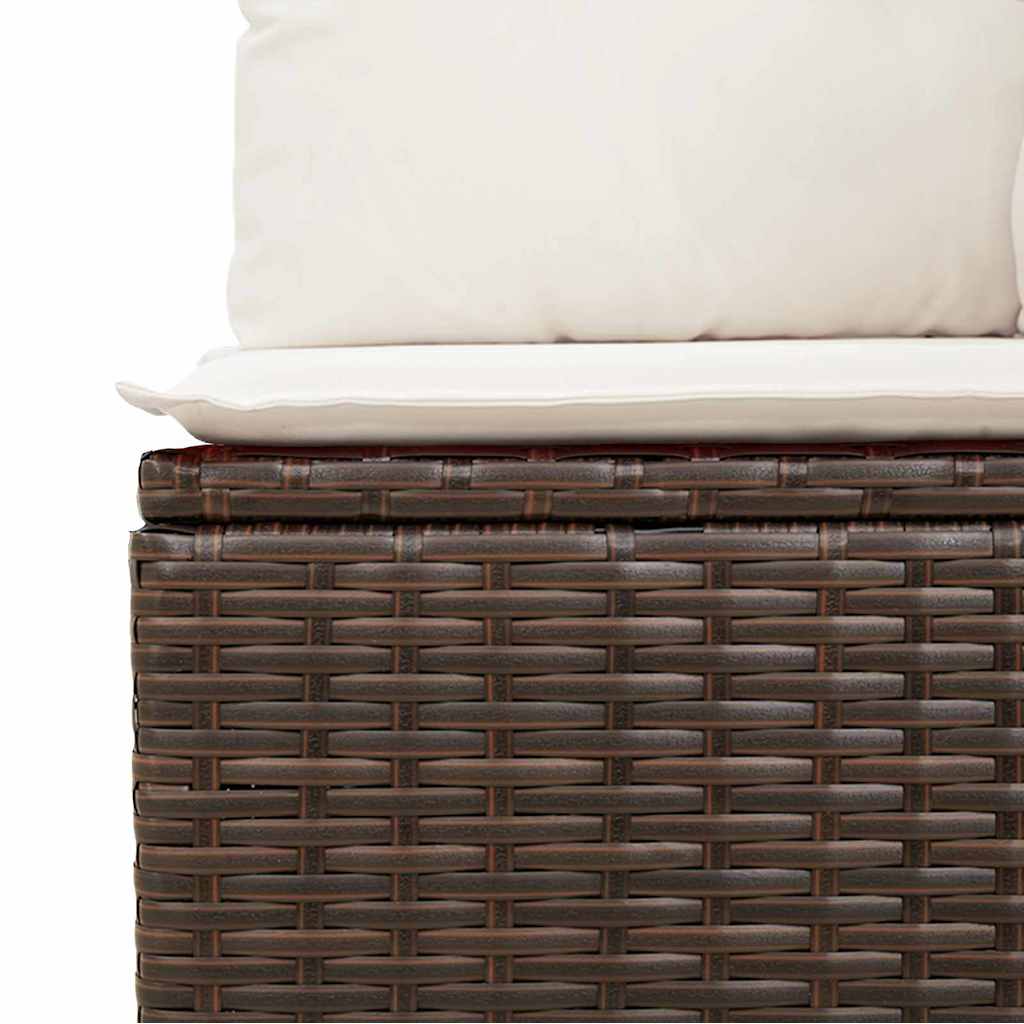 Sofa Set mit Kissen 5 pcs Braun und Creme Poly-Rattan