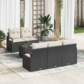 Gartensofa-set mit Kissen 6 pcs Schwarz und Creme Poly-Rattan