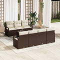 Gartensofa-set mit Kissen 8 pcs Braun und Creme Poly-Rattan