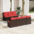 Gartensofa-set mit Kissen 8 pcs Beige und Rot Poly-Rattan