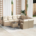 Sofa Set mit Kissen 9 pcs Beige und Creme Poly-Rattan