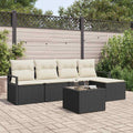 Sofa Set mit Kissen 6 pcs Braun und Creme Poly-Rattan