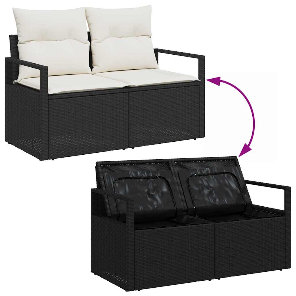 Sofa Set mit Kissen 6 pcs Braun und Creme Poly-Rattan
