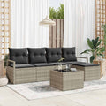Sofa Set mit Kissen mit Speicher 6 pcs Hellgrau Poly-Rattan