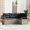 Sofa Set mit Kissen mit Speicher 4 pcs Hellgrau Poly-Rattan