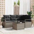 Sofa Set mit Kissen mit Speicher 5 pcs Hellgrau Poly-Rattan