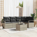 Gartensofa-set mit Kissen 6 pcs Hellgrau Poly-Rattan